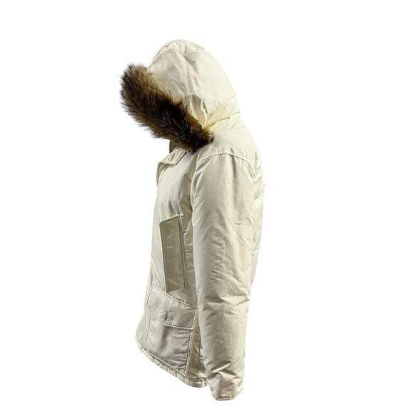 Woolrich Arctic Parka Coat Winter Jacket Vintage Designer Beige Size XS Unisex - Picture 6 of 10